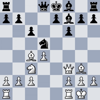 r2qkb1r/pp2pbpp/2p2p2/3n4/2BP4/2N2QB1/PPP2PPP/R4RK1 b kq - 0 15