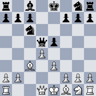 r1b1k1nr/ppp2ppp/2n5/3qp3/3P4/2B1P3/PP3PPP/R2QKBNR b KQkq &#8211; 0 7