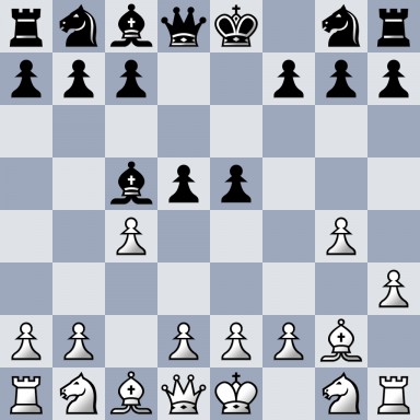 rnbqk1nr/ppp2ppp/8/2bpp3/2P3P1/7P/PP1PPPB1/RNBQK1NR b KQkq - 0 4