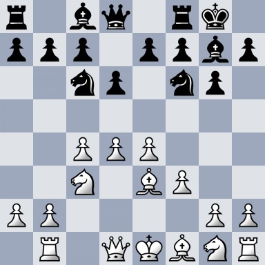 r1bq1rk1/ppp1ppbp/2np1np1/8/2PPP3/2N1BP2/PP4PP/1R1QKBNR b K - 0 7