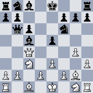 rnb1k2r/pp3ppp/1qp2n2/2b1p3/2Q3P1/2N1P2P/PP1P1PB1/R1B1K1NR b KQkq - 0 8