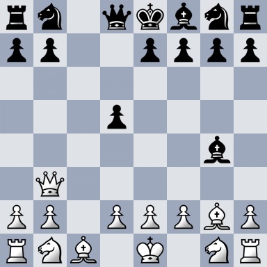 rn1qkbnr/pp2pppp/8/3p4/6b1/1Q6/PP1PPPBP/RNB1K1NR b KQkq - 0 5
