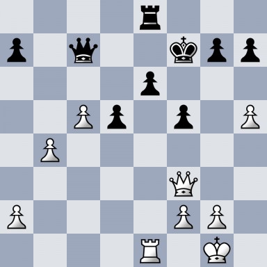 4r3/p1q2kpp/4p3/2Pp1p1P/1P6/5Q2/P4PP1/4R1K1 b - - 0 32