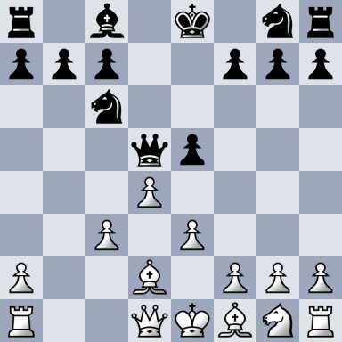 r1b1k1nr/ppp2ppp/2n5/3qp3/3P4/2P1P3/P2B1PPP/R2QKBNR b KQkq &#8211; 0 7