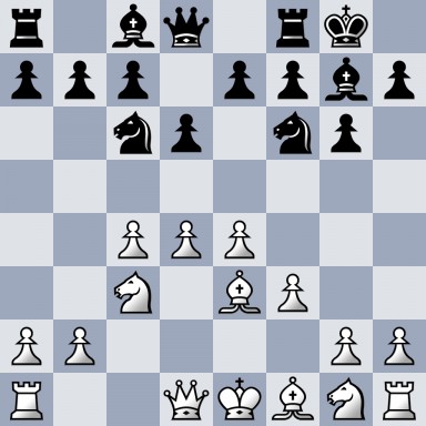r1bq1rk1/ppp1ppbp/2np1np1/8/2PPP3/2N1BP2/PP4PP/R2QKBNR w KQ - 0 7